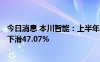 今日消息 本川智能：上半年归母净利润2270.49万元，同比下滑47.07%