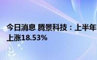 今日消息 腾景科技：上半年归母净利润2685.14万元，同比上涨18.53%