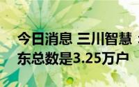 今日消息 三川智慧：截至8月10日，公司股东总数是3.25万户