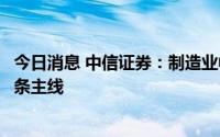 今日消息 中信证券：制造业中期业绩整体符合预期，推荐三条主线