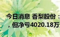 今日消息 香梨股份：上半年营收大涨近13倍，但净亏4020.18万元