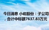 今日消息 小崧股份：子公司国海建设近期中标两个工程项目，合计中标额7637.83万元