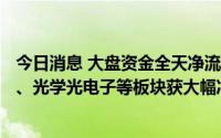 今日消息 大盘资金全天净流入超132亿元，证券、消费电子、光学光电子等板块获大幅净流入