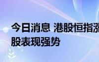 今日消息 港股恒指涨1.86%，科网股、汽车股表现强势