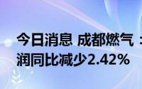 今日消息 成都燃气：上半年扣非后归母净利润同比减少2.42%