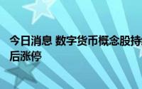 今日消息 数字货币概念股持续拉升，海联金汇、仁东控股午后涨停