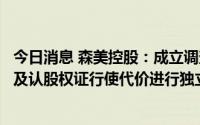 今日消息 森美控股：成立调查委员会，对认股权证代价余额及认股权证行使代价进行独立调查