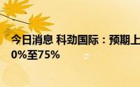 今日消息 科劲国际：预期上半年股东应占溢利同比下降约70%至75%