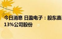 今日消息 日盈电子：股东嘉兴鼎峰拟最高清仓减持所持3.2413%公司股份