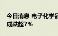今日消息 电子化学品板块持续低迷，濮阳惠成跌超7%