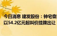 今日消息 建发股份：钟宅畲族社区旧村改造项目部分土地拟以54.2亿元起叫价挂牌出让