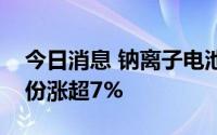 今日消息 钠离子电池板块异动拉升，新筑股份涨超7%