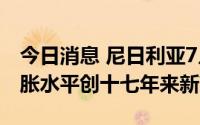 今日消息 尼日利亚7月CPI同比增19.6%，通胀水平创十七年来新高