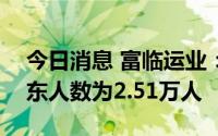 今日消息 富临运业：截至8月10日，公司股东人数为2.51万人