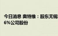 今日消息 奥特维：股东无锡华信及其一致行动人拟减持不超6%公司股份