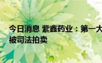 今日消息 紫鑫药业：第一大股东所持公司7000万股股份将被司法拍卖