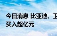 今日消息 比亚迪、卫星化学等10股获融资净买入超亿元