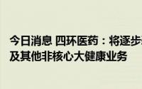今日消息 四环医药：将逐步剥离业绩不达预期的仿制药业务及其他非核心大健康业务