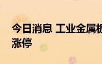 今日消息 工业金属板块震荡拉升，众源新材涨停