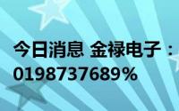 今日消息 金禄电子：IPO网上发行中签率为0.0198737689%