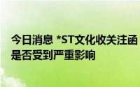 今日消息 *ST文化收关注函：要求说明停工对生产经营活动是否受到严重影响