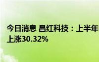 今日消息 昌红科技：上半年归母净利润7023.21万元，同比上涨30.32%