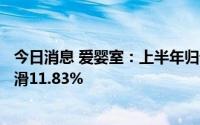 今日消息 爱婴室：上半年归母净利润4128.01万元，同比下滑11.83%