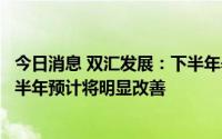 今日消息 双汇发展：下半年养猪业和禽产业经营情况环比上半年预计将明显改善