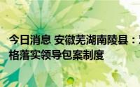 今日消息 安徽芜湖南陵县：对已出现问题的房地产项目，严格落实领导包案制度