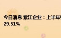 今日消息 紫江企业：上半年归母净利润2.33亿元，同比下滑29.51%