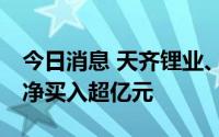 今日消息 天齐锂业、攀钢钒钛等11股获融资净买入超亿元