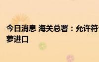 今日消息 海关总署：允许符合相关要求的印度尼西亚鲜食菠萝进口