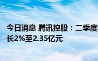 今日消息 腾讯控股：二季度收费增值服务付费会员数同比增长2%至2.35亿元