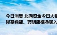 今日消息 北向资金今日大幅净买入68.72亿元，宁德时代、隆基绿能、药明康德净买入居前