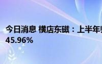 今日消息 横店东磁：上半年归母净利润7.97亿元，同比上涨45.96%