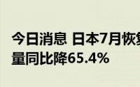 今日消息 日本7月恢复自俄罗斯进口原油，数量同比降65.4%
