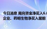 今日消息 南向资金净买入6.83亿港元，腾讯控股、恒生中国企业、药明生物净买入居前