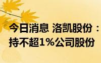 今日消息 洛凯股份：持股5%以上大股东拟减持不超1%公司股份