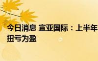 今日消息 宣亚国际：上半年归母净利润2814.95万元，同比扭亏为盈