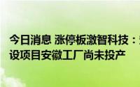 今日消息 涨停板激智科技：定增项目之一太阳能封装胶膜建设项目安徽工厂尚未投产