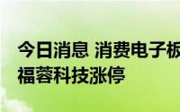 今日消息 消费电子板块震荡拉升，传艺科技、福蓉科技涨停