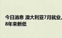 今日消息 澳大利亚7月就业人数意外减少，失业率3.4%为48年来新低