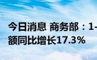 今日消息 商务部：1-7月全国实际使用外资金额同比增长17.3%
