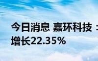 今日消息 嘉环科技：上半年归母净利润同比增长22.35%