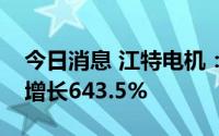 今日消息 江特电机：上半年归母净利润同比增长643.5%