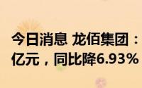 今日消息 龙佰集团：上半年归母净利润22.66亿元，同比降6.93%
