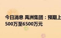 今日消息 禹洲集团：预期上半年录得股东应占溢利净额约5500万至6500万元