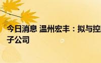 今日消息 温州宏丰：拟与控股股东等共同投资设立铜箔项目子公司