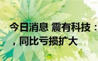 今日消息 震有科技：上半年亏损4823.5万元，同比亏损扩大