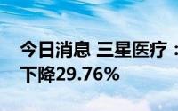今日消息 三星医疗：上半年归母净利润同比下降29.76%
